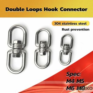 Seeko  M4 M5 M6 M8 Stainless Steel Swivel Double Loops Hook Connector Two Ended Ring Link