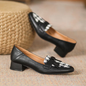 Design Sensation Soft Leather Slip-On Womens Shoes British Style Flat Heel Fashionable Sharp-Nosed Casual Loafers