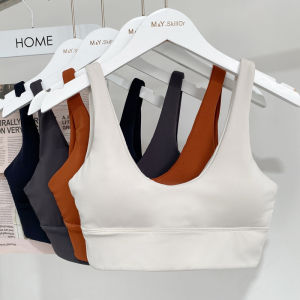 Alo Yoga Sports Bra Womens Sensation Shock Absorption Half Fixed Running Beautiful Back Fitness Sports Bra Vest Nylon Material