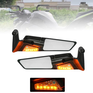 Pair model with lights Mirrors  Stealth Winglets Kits Adjustable Mirrors Motorcycle For Suzuki GSX-S1000 GSXS1000 For Kawasaki