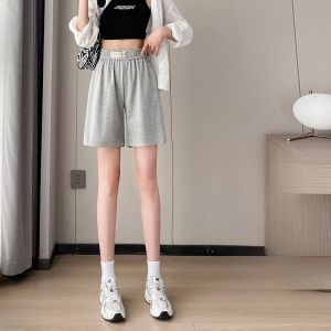 JIANGLU | Quần short thể thao Ice Silk mỏng rộng rãi thoáng khí mùa hè năm điểm quần dài đến eo cao thoải mái cho nữ