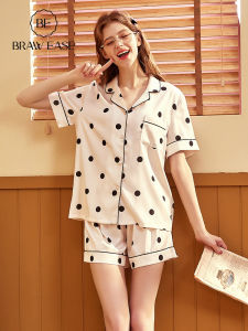 BE | Satin Icy Silky Short Sleeve Shorts Womens Summer Sleepwear
