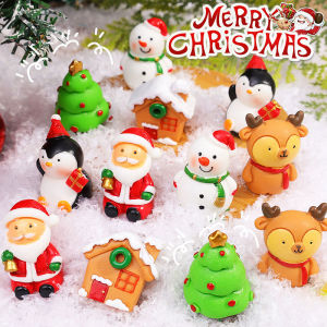 1/3/6Pcs Cute Christmas Figurines Dollhouse Ornament Home Christmas Decorations Fairy Garden Micro Landscape Deer Xmas Tree Santa Claus Snowman Small Statue