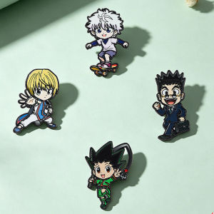 Miniso | 4Pcs Hunters Enamel Pin Custom GON Killua Kurapika Leorio Hisoka Brooch Lapel Badge Anime Jewelry Gift for Fans