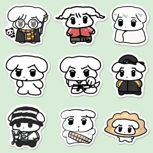 สติ๊กเกอร์นูนสัตว์ Curly Dog 132 ชิ้น ติดได้น้ำ เรียบง่าย ไม่ซ้ำใคร สติ๊กเกอร์สนับสนุน Aespa Jisung Winter ของเล่นสำหรับเด็ก