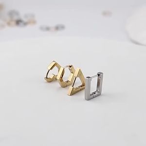 Minimalist 18K Gold Plated Huggie Earrings High-Polished 316L Stainless Steel Triangle Square Heart Rectangle Hoop Earrings