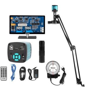 KUAIQU 4K Microscope For Electronics 48MP Digital Microscope Camera 150x Lens LED Light Foldable Bracket For Phone Soldering Industrial welding