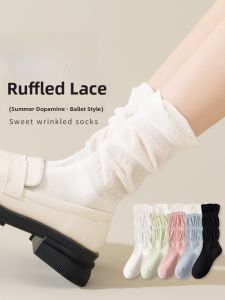 JINGCHI | Summer Thin Cotton Ballet Socks Womens Cute Long Socks Breathable Moisture Wicking High Tube Solid Color Five Pairs Per Pack