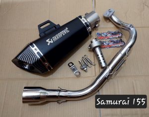 [EURO SAMURAI 155] ORIGINAL AKRAPOVIC PIPE + ELBOW + SILENCER & ACCESSORIES