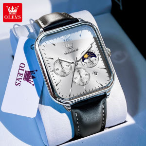 OLEVS นาฬิกาข้อมือผู้ชายนาฬิกาข้อมือแฟชั่นเท่ออริจินอลกันน้ำ2025คุณภาพสูงนาฬิกานาฬิกาหนังมัลติฟังก์ชั่นาฬิกาควอตซ์ที่เที่ยงตรง