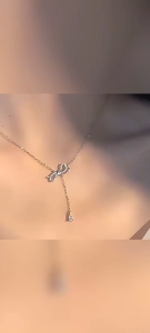 Swarovski Necklace for Women LIFELONG BOW Bow-Shaped Y-Neck Clavicle Chain