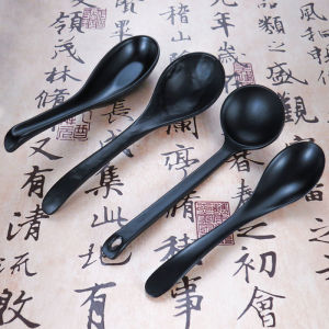 Melamine Tableware Commercial Imitation Porcelain Restaurant Restaurant Black Long Handle Kung Fu Spoon Shell of Turtle Spoon Spoon Soup Spoon Plastic Spoon