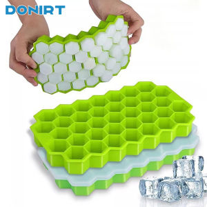 37 Grids Ice Cube Tray with Lid Silicone Mold Honeycomb DIY Ice Maker Food Grade Easy Remove Ice Mold Kitchen Dessert Bar Tools