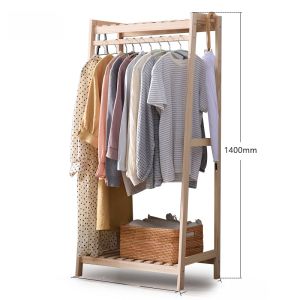 Natural Wood Unpainted Clothesline Stand Modern Simple Style Indoor Home Wooden Coat Rack Bedroom Storage Organizer
