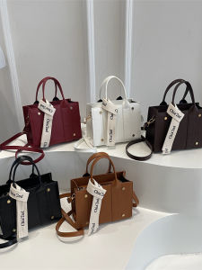 Fashionable Embroidered Letter Womens Tote Bag Versatile Handbag Crossbody Commuter Bag Elegant Style Polyester Lining Detachable Straps