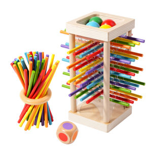 Baby Montessori Sensory Fine Motor Skills Toy Color Cognitive Learning Counting Sticks Game Educational Kids Balance Wooden Toys