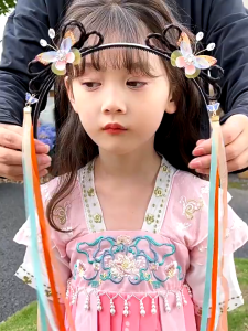 Kid Hanfu Hairband / Butterfly Flower Tassel Headband / Chinese Ancient Style Headwear