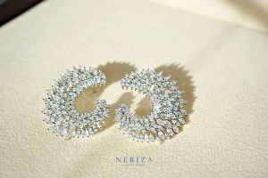 Neriza Jewelry/ ต่างหูออกงานเพชรสังเคราะห์ประกายไฟเทียบเท่าเพชรแท้  NE051