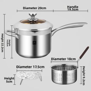 Golden Key | Multi-functional Stainless Steel Pot For Frying Steaming Baby Food Cooking