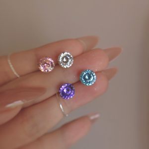 5A Grade Silver Halo Flashing Zircon Earrings Piercing Sleeping No Need to Remove Ear Jewelry Pure Silver Cut Geometric Pattern for Women