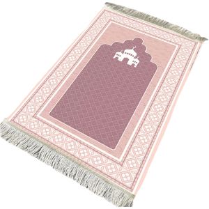 Thảm Cầu Nguyện Thiết Kế Hình Nhà Thờ Hồi Giáo Màu Hồng Và Tím VIKAMA Chống Trơn Trượt Di Động Dành Cho Phòng Ngủ Phòng Khách Du Lịch Trang Trí 100% Polyester