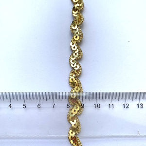 5m/16.4ft Each Pack Gold Sequin Lace Trims Weaving Centipeded Handmade DIY Sewing Dress Curtain Crafts Sequin Thin Ribbons Decor