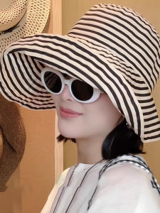 Mũ Lưỡi Trai Kẻ Sọc Gấp Gọn Mùa Hè Cho Nữ Mũ Chống Nắng Cỡ Lớn Thời Trang Mũ Đi Biển Mũ Đi Du Lịch Mũ Đi Biển