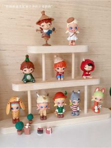 กล่องเก็บของสำหรับบ้าน ชั้นวางของแบบสามชั้นหลายชั้น ทำจากไม้แห้งแท้ เก็บของของเล่นตุ๊กตา โต้กลับบนโต๊ะทำงาน