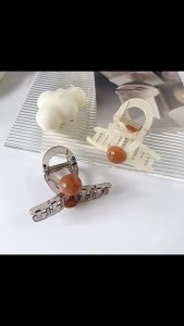 F4 Jepit Rambut Salon 8cm Transparan dengan Mutiara Warna Bubble Gum Bentuk Simpul HCT011