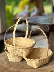 ตะกร้าสาน ตะกร้าสานไม้ไผ่เล็ก ตะกร้าใส่ของ ตกแต่ง ตะกร้าใส่ผลไม้ ขนาดกว้าง 15 สูง 29 cm