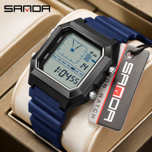 SANDA 6307 New Mens LED Electronic Watch Waterproof Sports Alarm Clock Multi functional Student Fashion Electronic Watch Gift