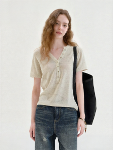 Fano | Áo Thun Cổ Henley Tay Ngắn Đơn Giản