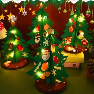 4Pcs DIY Felt Christmas Tree Desktop Miniature Ornaments for Home New Year Christmas Table Decoration Santa Claus Crafts Kids Xmas Gifts