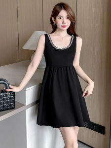 Elegant Black Strapless round Neck Dress Slimming Style Commute Fashion Summer 2025 New Arrival Short Skirt Dress