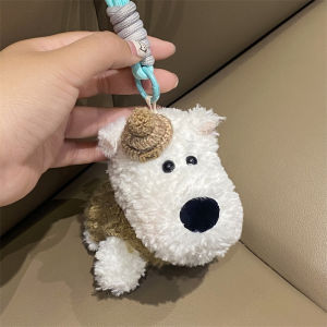 INS West Highland Car Keychain Stuffed Doll Cute Scrawl Puppy Doll School Bag Pendant Girls Gifts