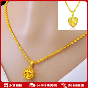 Authentic Love Heart Shaped Alluvial Gold Color Pendant Necklace Lady Elegant Gold Jewelry Necklace Necklace Necklace Birthday Gift