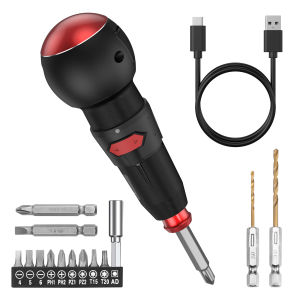 Brifit 15 in 1 Mini Electric Screwdriver Set 3.6V Cordless Screwdriver Tool USB Rechargeable Lithium Battery LED Work Light with Cross Flat Head Twist Drill Bit and Hex