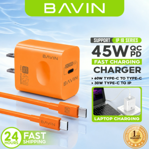 BAVIN PC800 45W PD Fast Charging Adapter Type-C Port & Data Cable for Laptop iPh & Android (Supports iPh 18 Series)