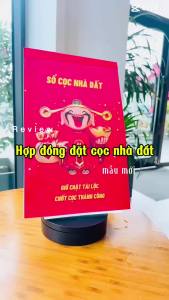 Sổ cọc nhà đất 3 liên thần tài may mắn Hợp đồng đặt cọc mẫu mới 2026 bìa bọc gương giấy dày không lem nhoè viết 1 bản thành 3 bản tặng kèm tấm kê viết cọc