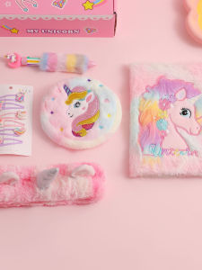 Bộ Sổ Tay Unicorns Hoạt Hình Bằng Vải Nhung Mềm Mại Hộp Quà Tặng Phụ Kiện Tóc Cho Trẻ Em Đồ Dùng Văn Phòng Phẩm Túi Đựng Đồ Cho Nữ Quà Tặng Cho Học Sinh