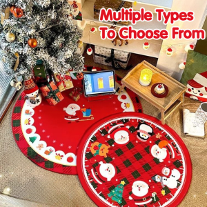 Cartoon Christmas Carpet Creative Round Rugs Christmas Tree Skirt Decoration Floor Mat Home Living Room Bedroom Decorative Floor Rugs