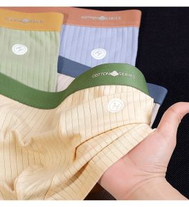 Mens Panties Cotton Mens Underwear Breathable Man Boxershorts Comfortable Striped Contrast Men Underpants Large Size