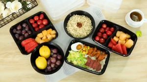 กล่องพร้อมฝากล่องพลาสติกสีใส/ดำ 50ชิ้น 500/650/750/1000/1500ml