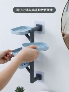Revolving soap box wall type perforation-free toilet drain perforation-free soap rack multi-layer