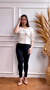 Mihar Store / COD 11747 - Baju Blouse Wanita Wollpeach Motif Lengan 3/4 Balon