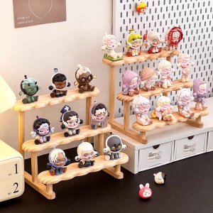 Wooden Ladder Display Riser Organizer Shelf Figure Display Cabinet Cute Dolls Storage Box Makeup Organizer for Perfume