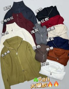 ทันสมัย คอสูง เสื้อสเวตเตอร์ถัก ผู้หญิง พรางหุ่น ต่อต้านวัย ซิป ดีไซน์ คาร์ดิเกน แจ๊กเก็ต หลวม ประเภทยาว แขนเสื้อ คอเต่า