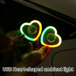 KEVANLY | Car USB Heartshaped Led Atmosphere Breathing Light Full Color LED Neon Light USB APP Control Front Rear Ambient Decorative Light