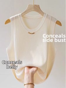 Bamboo Silk Rib Knit Camisole Women Large Size Summer Breathable Cover Sub-breast