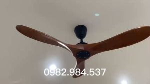 Quạt trần trang trí 3 cánh gỗ nguyên khối decor phòng khách-phòng ngủ quán cafe-nhà nghỉ-khách sạn-Động cơ DC lõi đồng 6 tốc độ gió có đảo chiều
